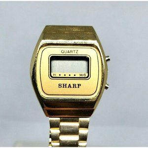 Vintage Sharp Best Quality LCD Quartz Women Gold Watch Made In Hong Kong 545075V